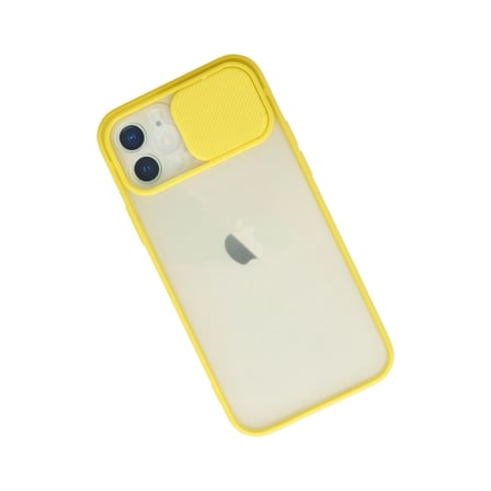 hediyelik Apple İphone 12 Kılıf Palm Buzlu Kamera Sürgülü Silikon - Sarı