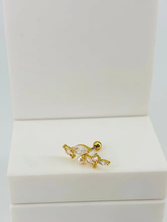 hediyelik Zirkon Taşlı Uç Kısmı : Pirinç Kıkırdak Bar Uzunluğu : 6 Mm / Bar Kalınlığı 0.8 Mm / Top Boyu 3 Mm - Pt0069-1