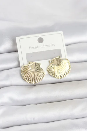 hediyelik Gold Renk Pirinç Deniz Kabuğu Model Kadın Küpe