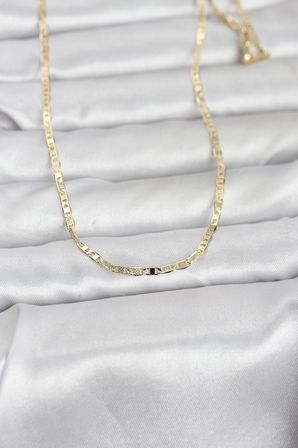 hediyelik CM 14K Gold Renk Lazerli Yassı Model Zincirli 60 cm Kadın Kolye