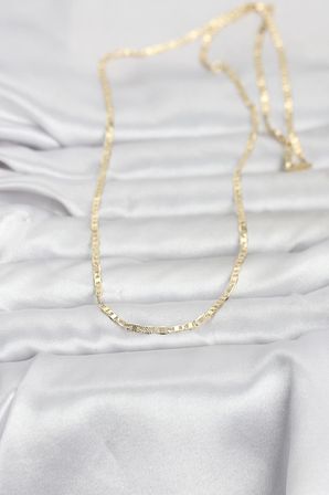 hediyelik CM 14K Gold Renk Lazerli Yassı Model Zincirli 60 cm Kadın Kolye