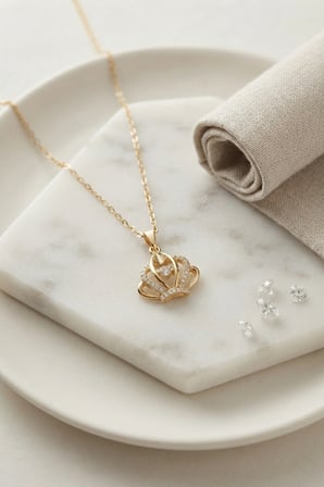 hediyelik 316L Çelik Zincir Gold Renk Crown Model Kolye