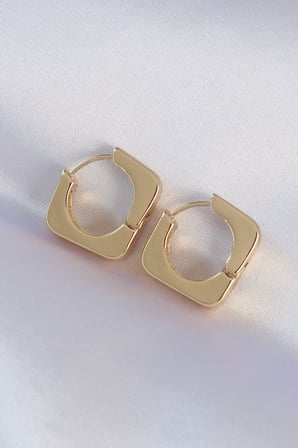 hediyelik Pirinç Gold Renk Kare Küpe