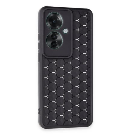 hediyelik Oppo Reno 11f Kılıf Petek Silikon Kapak - Siyah