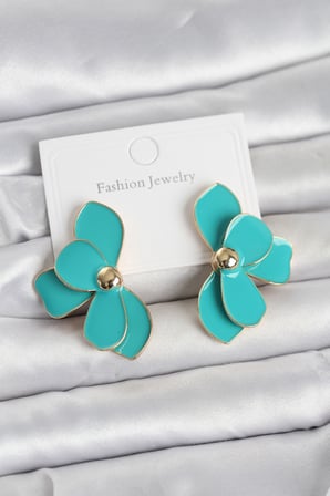 hediyelik Turkuaz Mineli Lotus Model Pirinç Kadın Küpe
