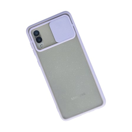 hediyelik Samsung Galaxy A02 Kılıf Palm Buzlu Kamera Sürgülü Silikon - Lila