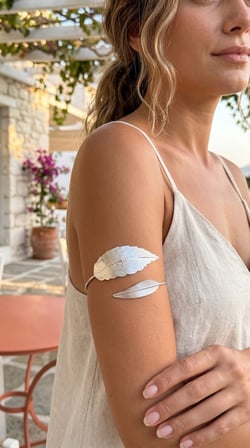 hediyelik Pazu Bileklik Gümüş Renk Pirinç Yaprak Model