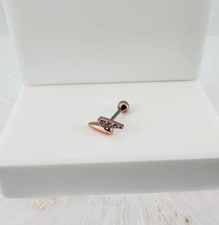 hediyelik Rose Zirkon Taşlı Uç Kısmı : Pirinç Kıkırdak Bar Uzunluğu : 6 Mm / Bar Kalınlığı 0.8 Mm / Top Boyu 3 Mm - Pt0010-2