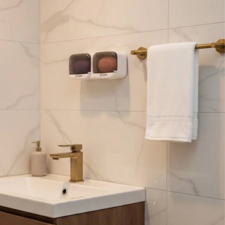 hediyelik Duvara Monte İkili Kapaklı Plastik Katı Sabunluk Organizer – Banyo & Mutfak İçin Yapışkanlı Sabun Kutusu ve Düzenleyici