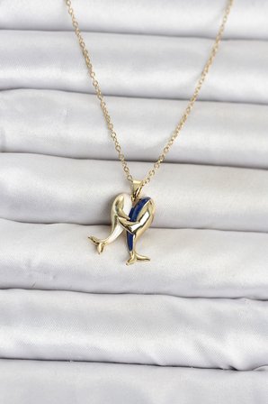 hediyelik 316L Çelik Zincir Gold Renk Dolphin Model Kadın Kolye