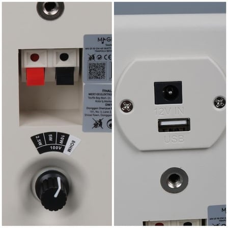 hediyelik MagicVoice MV-21 10 CM 40 Watt Komütatörlü Hat Trafolu Beyaz Sütun Hoparlör (2’li Takım)