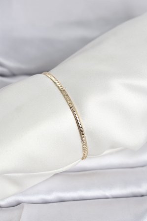 hediyelik CM 14K Gold Renk Yassı Zincir Model Kadın Bileklik