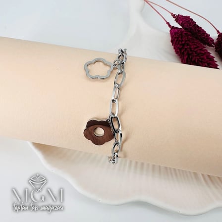 hediyelik Rodyum Çelik Bileklikler 17+5 Cm Uzatma Payı - Kbl0145