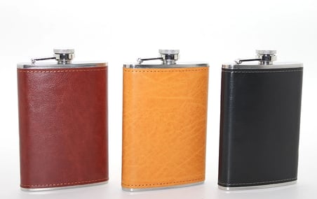 hediyelik Paslanmaz Çelik Tekli 9 Oz Derili Matara Alk2662
