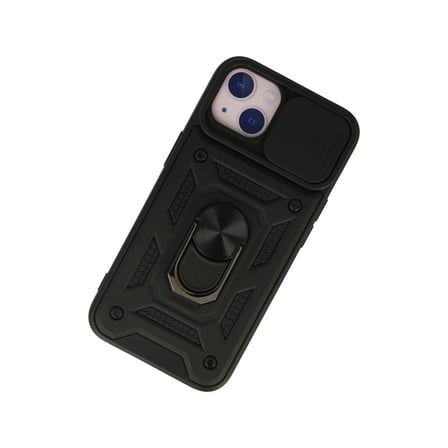 hediyelik Apple İphone 13 Kılıf Pars Lens Yüzüklü Silikon - Siyah
