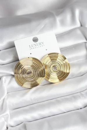 hediyelik Pirinç Gold Renk Circle Model Kadın Küpe
