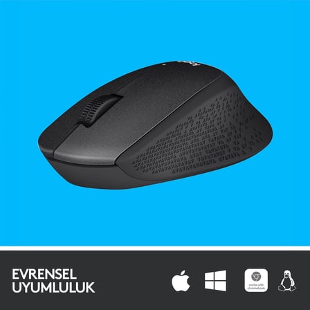 hediyelik M330 Sessiz Kablosuz Usb Optik Mouse Siyah 910-004909