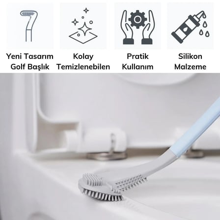 hediyelik Golf Tasarımlı Silikon WC Klozet Mutfak Temizlik Fırçası Kanca Hediyeli