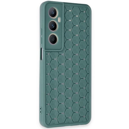 hediyelik Realme C65 Kılıf Petek Silikon Kapak - Koyu Yeşil