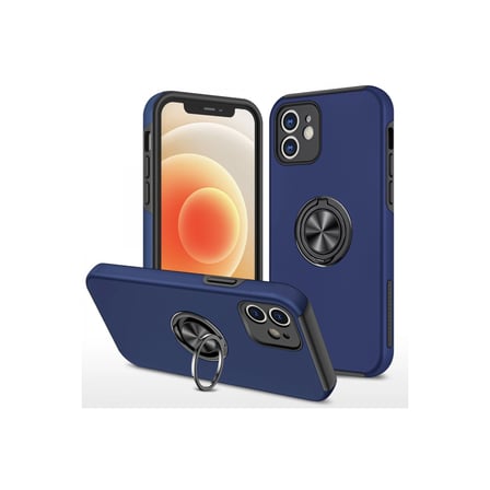 hediyelik Apple İphone 12 Kılıf Elit Yüzüklü Kapak - Lacivert