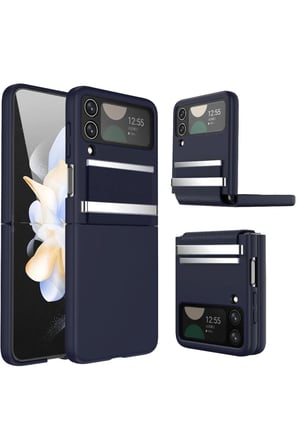 hediyelik Samsung Galaxy Z Flip 4 Kılıf Belt Flip Kapak - Lacivert