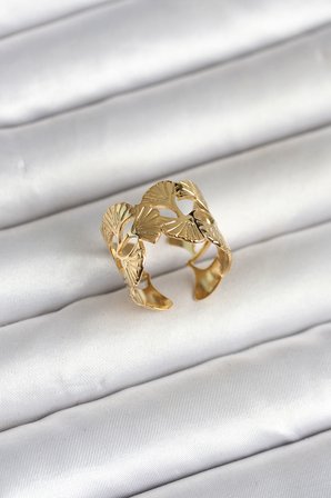 hediyelik 316L Çelik Gold Renk Yelpaze Model Kadın Yüzük