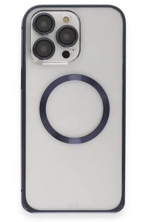 Joko Apple Uyumlu iPhone 15 Pro Max Kılıf Metal Bumper Magneticsafe Kapak - Lacivert