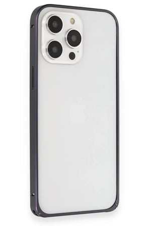 Joko Apple Uyumlu iPhone 15 Pro Max Kılıf Metal Bumper Magneticsafe Kapak - Lacivert