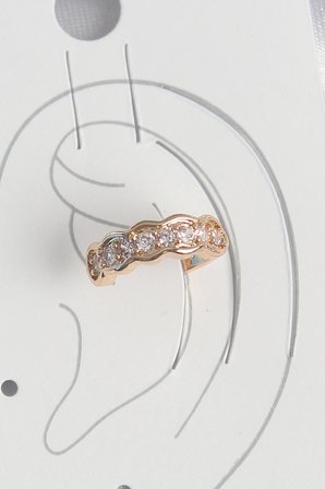 hediyelik Pirinç Gold Renk Zirkon Taşlı Kadın Kıkırdak Küpe
