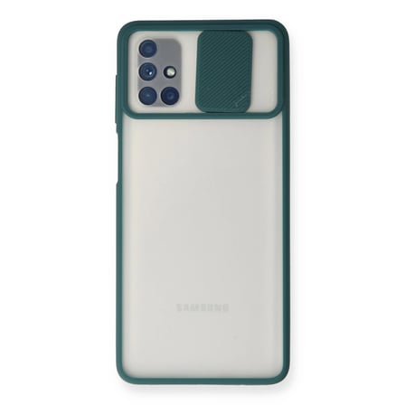 hediyelik Samsung Galaxy M51 Kılıf Palm Buzlu Kamera Sürgülü Silikon - Yeşil