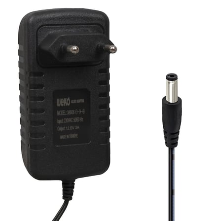 hediyelik Weko WK-38606 Yerli Üretim 12.6 Volt - 3 Amper 5.5*2.5 Mm Uçlu Ledli Priz Tipi Şarj Adaptörü