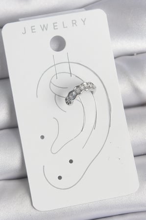 hediyelik Pirinç Gümüş Renk Zirkon Taşlı Kıkırdak Model Kadın Küpe