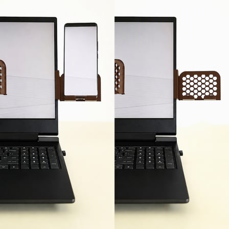 hediyelik 3D Baskı Monitor Telefon Tutucu - Petek Desenli Laptop Kenar Telefon Tutucu-Kahverengi