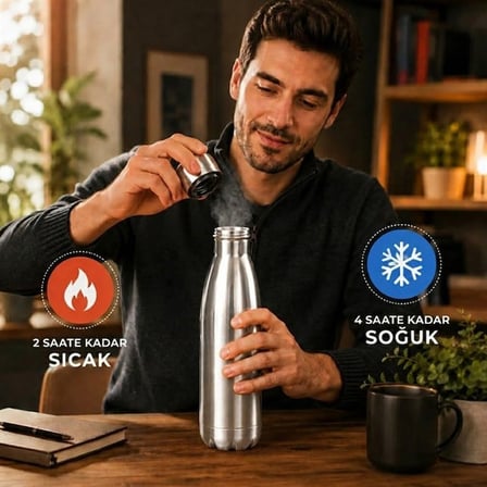 Hediyelik Sn-25713 Şişe Tipi 500 Ml. Paslanmaz Çelik Termos