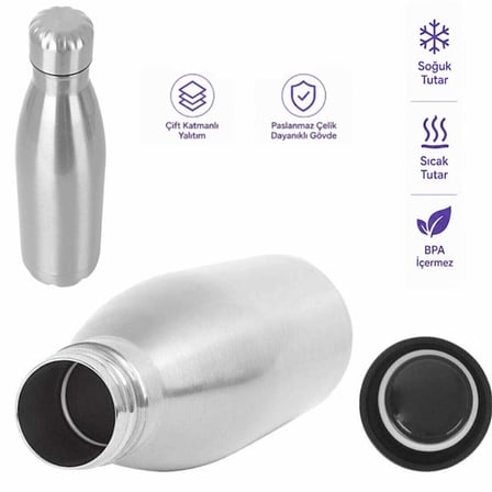 Hediyelik Sn-25713 Şişe Tipi 500 Ml. Paslanmaz Çelik Termos