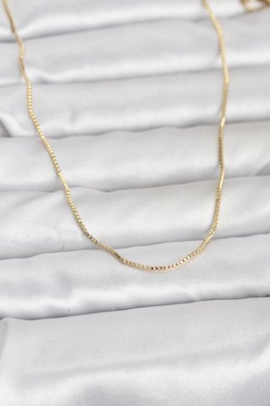 hediyelik CM 14K Gold Renk İnce Kare Zincirli Model 60 cm Kadın Kolye