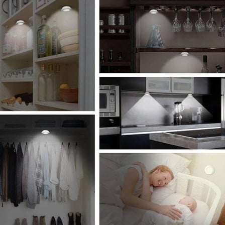 hediyelik 3lü Uzaktan Kumandalı Pilli Yapışkanlı Kablosuz Led Spot Lambalar