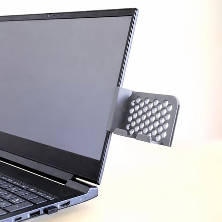 hediyelik 3D Baskı Monitor Telefon Tutucu - Petek Desenli Laptop Kenar Telefon Tutucu-Gri
