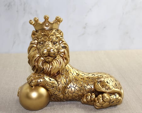 hediyelik Polyester Dekoratif Taçlı Aslan Figürü Alk2575