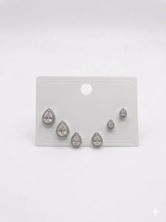 hediyelik Su Damlası Detaylı Altılı Küpe - Kp00658