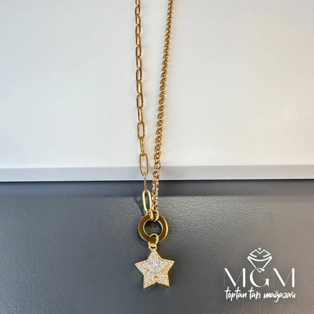 hediyelik Zincir Çelik Uç Kısmı Pirinç Kolyeler 45 + 5 Cm Uzatma Payı - Kl0089
