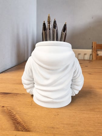 hediyelik 3D Baskı Kapüşonlu Sweatshirt Kalemlik - Masaüstü Organizer-Beyaz