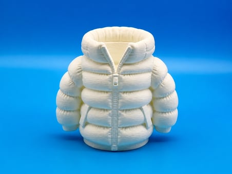 hediyelik 3D Baskı Şişme Mont Kalemlik - Masaüstü Organizer-Beyaz