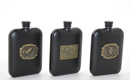hediyelik Paslanmaz Çelik Kabartmalı Tekli 6 Oz Matara Alk2666