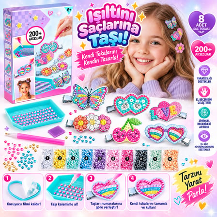 hediyelik 28851 Hobi Set Style 4EVER Dıamond Art Saç Tokası Yapımı