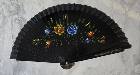 hediyelik Bambu Çift Taraflı Siyah Yelpaze 12'li Paket