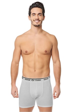 erkek Gri Likralı Boxer 1'li Paket