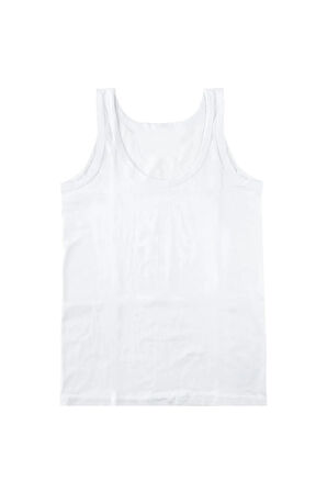 Erkek Çocuk Beyaz Pamuk Penye Atlet 12'li