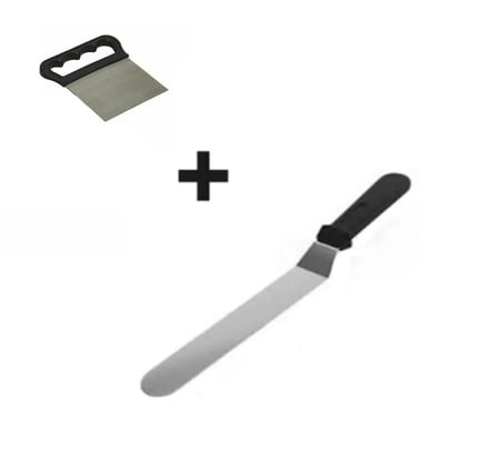2li Set Hamur Şekillendirici Eğik Pasta Spatulası Ve Metal Hamur Kesici Kazıyıcı Spatula