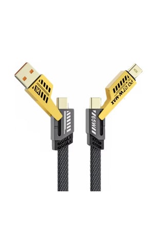 4’ü 1 Arada 65W Hızlı Şarj Kablosu – USB ve Type-C Girişli, Örgülü Dayanıklı